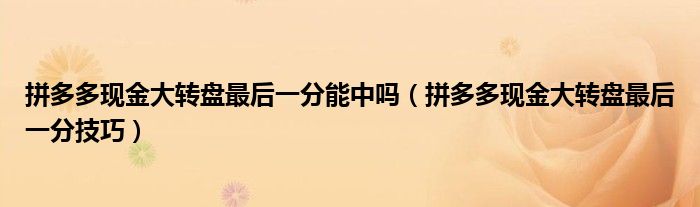 拼多多现金大转盘最后一分能中吗(拼多多现金大转盘最后一分技巧)