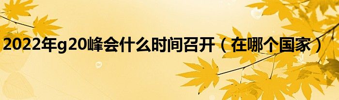 2022年g20峰会什么时间召开(在哪个国家)