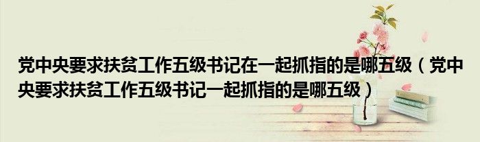 党中央要求扶贫工作五级书记在一起抓指的是哪五级(党中央要求扶贫工作五级书记一起抓指的是哪五级)