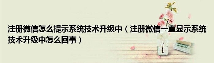 注册微信怎么提示系统技术升级中(注册微信一直显示系统技术升级中怎么回事)