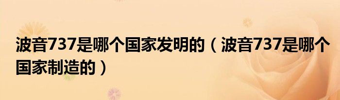 波音737是哪个国家发明的(波音737是哪个国家制造的)