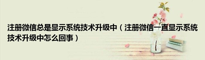 注册微信总是显示系统技术升级中(注册微信一直显示系统技术升级中怎么回事)