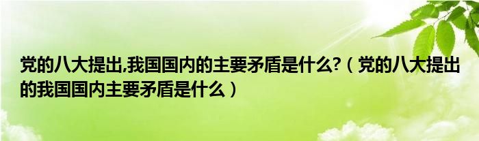 党的八大提出,我国国内的主要矛盾是什么?(党的八大提出的我国国内主要矛盾是什么)