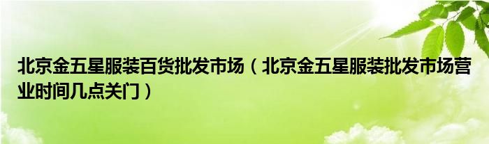北京金五星服装百货批发市场(北京金五星服装批发市场营业时间几点关门)