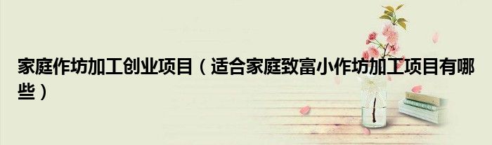 家庭作坊加工创业项目(适合家庭致富小作坊加工项目有哪些)