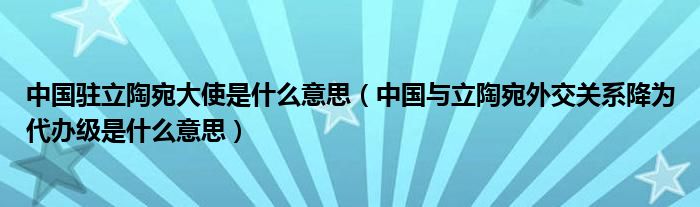 中国驻立陶宛大使是什么意思(中国与立陶宛外交关系降为代办级是什么意思)