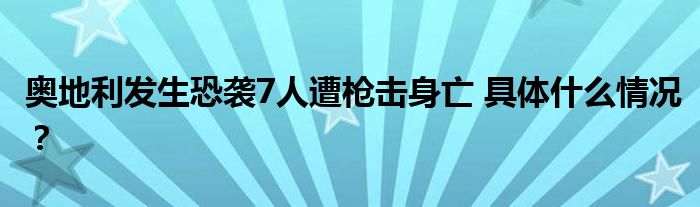 奥地利发生恐袭7人遭枪击身亡 具体什么情况?