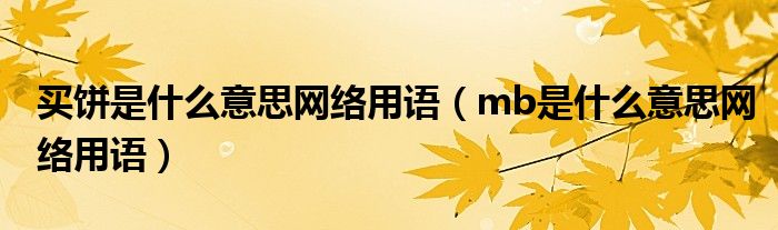 买饼是什么意思网络用语(mb是什么意思网络用语)