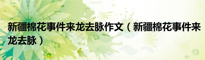 新疆棉花事件来龙去脉作文(新疆棉花事件来龙去脉)