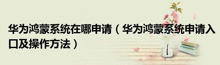 华为鸿蒙系统在哪申请(华为鸿蒙系统申请入口及操作方法)