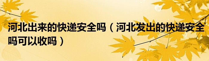河北出来的快递安全吗(河北发出的快递安全吗可以收吗)