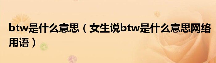 btw是什么意思(女生说btw是什么意思网络用语)
