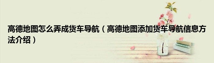 高德地图怎么弄成货车导航(高德地图添加货车导航信息方法介绍)