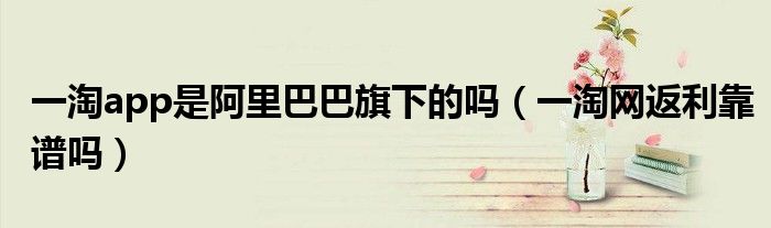 一淘app是阿里巴巴旗下的吗(一淘网返利靠谱吗)