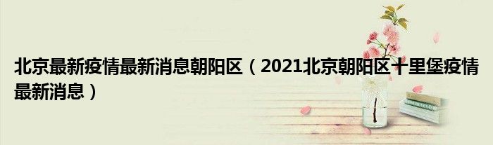 北京最新疫情最新消息朝阳区(2021北京朝阳区十里堡疫情最新消息)