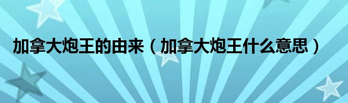 加拿大炮王的由来(加拿大炮王什么意思)