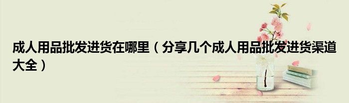 成人用品批发进货在哪里(分享几个成人用品批发进货渠道大全)