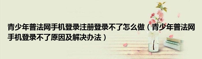 青少年普法网手机登录注册登录不了怎么做(青少年普法网手机登录不了原因及解决办法)