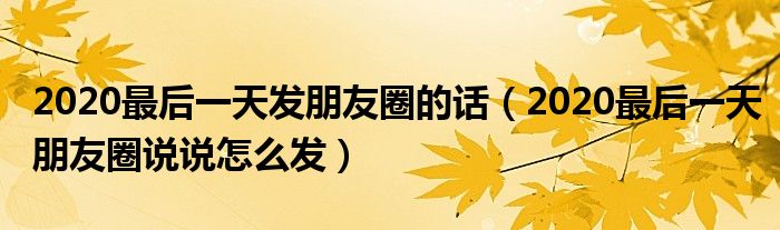2020最后一天发朋友圈的话(2020最后一天朋友圈说说怎么发)