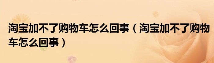 淘宝加不了购物车怎么回事(淘宝加不了购物车怎么回事)