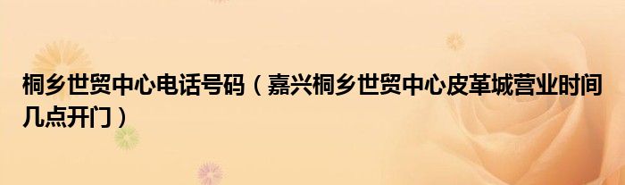 桐乡世贸中心电话号码(嘉兴桐乡世贸中心皮革城营业时间几点开门)