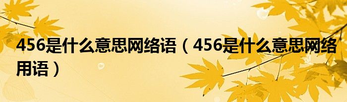 456是什么意思网络语(456是什么意思网络用语)