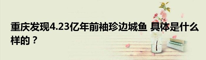 重庆发现4.23亿年前袖珍边城鱼 具体是什么样的?