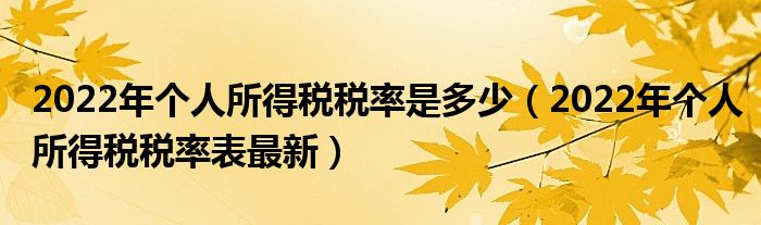 2022年个人所得税税率是多少(2022年个人所得税税率表最新)