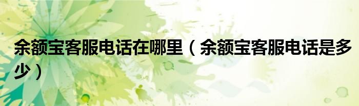 余额宝客服电话在哪里(余额宝客服电话是多少)
