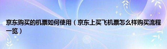 京东购买的机票如何使用(京东上买飞机票怎么样购买流程一览)