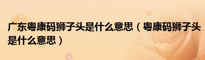 广东粤康码狮子头是什么意思(粤康码狮子头是什么意思)