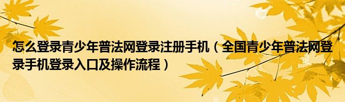 怎么登录青少年普法网登录注册手机(全国青少年普法网登录手机登录入口及操作流程)