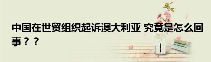 中国在世贸组织起诉澳大利亚 究竟是怎么回事??