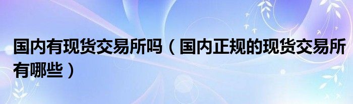 国内有现货交易所吗(国内正规的现货交易所有哪些)
