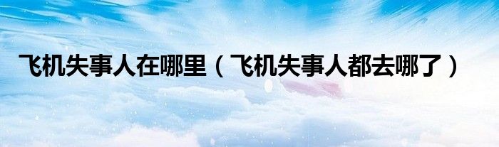 飞机失事人在哪里(飞机失事人都去哪了)