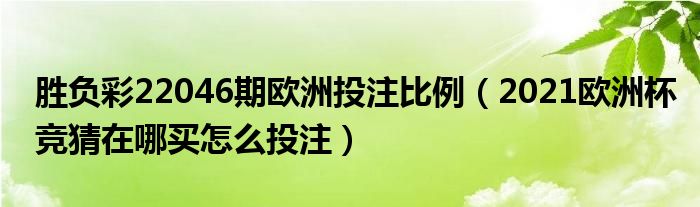 胜负彩22046期欧洲投注比例(2021欧洲杯竞猜在哪买怎么投注)