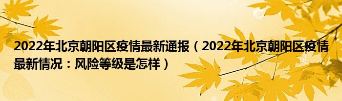 2022年北京朝阳区疫情最新通报(2022年北京朝阳区疫情最新情况:风险等级是怎样)