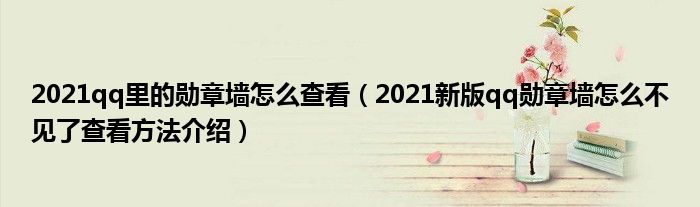 2021qq里的勋章墙怎么查看(2021新版qq勋章墙怎么不见了查看方法介绍)