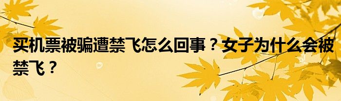 买机票被骗遭禁飞怎么回事?女子为什么会被禁飞?