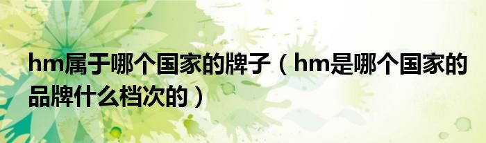 hm属于哪个国家的牌子(hm是哪个国家的品牌什么档次的)