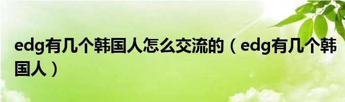 edg有几个韩国人怎么交流的(edg有几个韩国人)