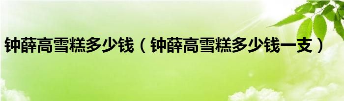 钟薛高雪糕多少钱(钟薛高雪糕多少钱一支)