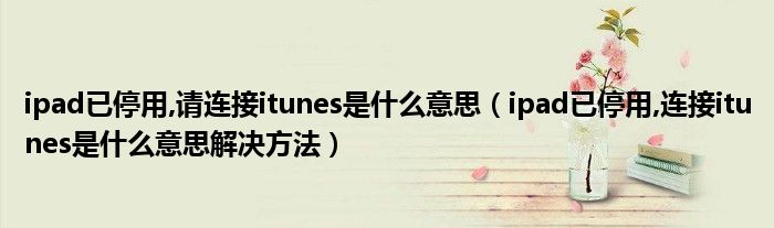 ipad已停用,请连接itunes是什么意思(ipad已停用,连接itunes是什么意思解决方法)