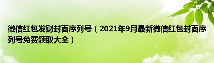 微信红包发财封面序列号(2021年9月最新微信红包封面序列号免费领取大全)