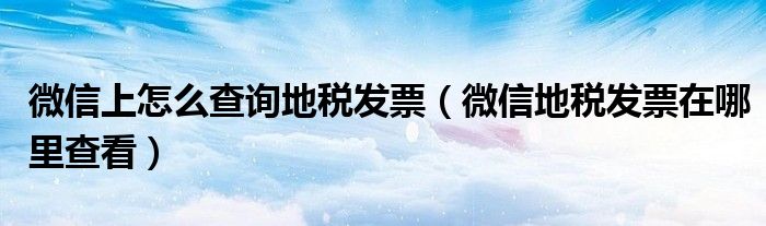 微信上怎么查询地税发票(微信地税发票在哪里查看)