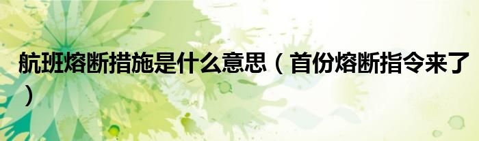 航班熔断措施是什么意思(首份熔断指令来了)