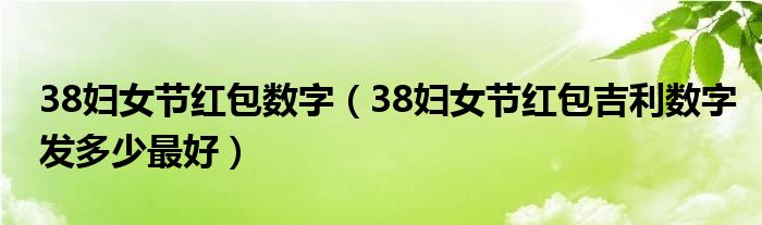 38妇女节红包数字(38妇女节红包吉利数字发多少最好)