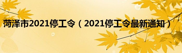 菏泽市2021停工令(2021停工令最新通知)