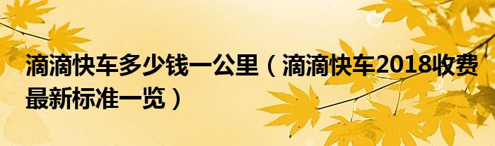 滴滴快车多少钱一公里(滴滴快车2018收费最新标准一览)
