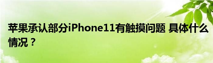 苹果承认部分iPhone11有触摸问题 具体什么情况?